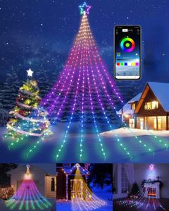 Noel Süslemeleri RGBIC Akıllı Çelenk Noel Ağacı Işıkları Uygulama Uzaktan Kontrol Usb Yatak Odası için LED String Işıkları Noel Navidad Düğün Dekoru 231127
