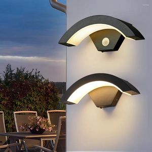 Lâmpada de parede ao ar livre exterior à prova dwaterproof água pátio varanda escada terraço corredor led arandela luz com sensor movimento