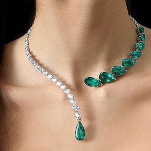 Luxury emeralds necklace collar bride wedding water drop jewelry European American fashion evening party party nightclub full of drill collar girlfriend gift