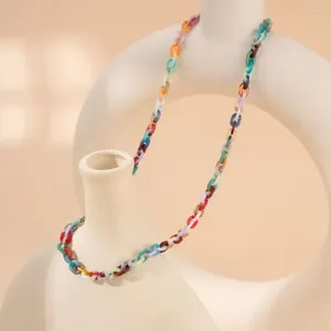 Colares de pingente bonito pequeno colorido acrílico colar boêmio longas correntes colares moda jóias presente de aniversário