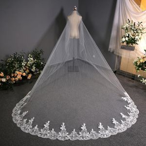 Brautschleier Real Po Video Summer Design 3.8M One Layer Wedding Veil Lace Edge Cathedral