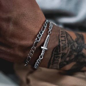 Charm Armbands Sword Armband Mens Chain Link Armband Rostfritt stål Dagger Armband Gifts till pojkvän 230426