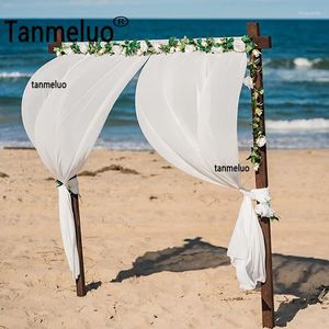 Decorazione per feste Tanmeluo 2PCS Tenda per fondale bianco per matrimonio 5x10FT Pannelli in tessuto chiffon per drappo per palcoscenico Baby Shower