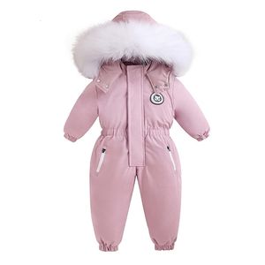 Jaquetas 30 Inverno Roupas de Bebê Engrossar Macacões Quentes Snowsuits Menina Menino Com Capuz Jaqueta Impermeável Macacão Ternos De Esqui Crianças Casaco Outerwear 231124