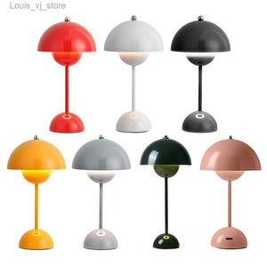 Night Lights Mushroom Flower Bud LED Rechargeable Table Lamps Half Circle Shape Dimmable Touch Night Light For Bedroom Modern Decoration Gift YQ231127