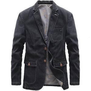 Men's Suits Blazers Denim Jacket Business Casual jacket Classic Jackets Coat High Quality Fashion Men Blazer Size S4XL 230427