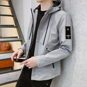 Jaquetas masculinas quentes homens jaqueta outerwear com capuz à prova de vento casaco de inverno com zíper bolsos elegantes outwear para outono