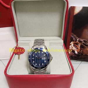 2 cores com caixa original mens relógio automático masculino 41mm 300m azul onda dial profissional 007 pulseira de aço inoxidável relógios mecânicos relógios de pulso
