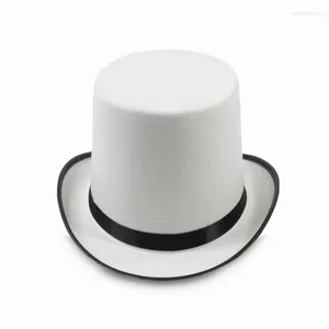 Berets 50JB Magician Top Hat White Bowler Fancy Dress Costume Accessory