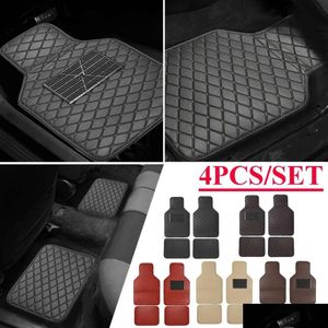 Floor Mats Carpets Leather Front Rear Car Pad Carpet Waterproof Anti-Dirty Anti-Slip For Most Cars Black Drop Delivery Mobiles Mot Dhwe0
