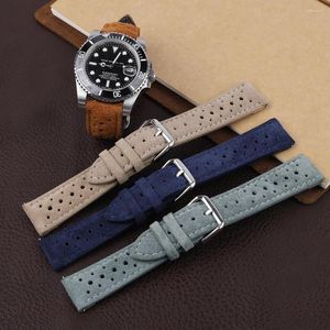 시계 밴드 빈티지 스웨이드 Leathetr 스트랩 18mm 20mm 22mm 24mm 수제 watchband 블루 브라운 교체 액세서리 용 벨트