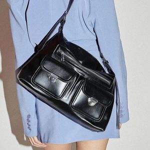 Вечерние сумки Y2K Корейские женские японские винтажные роскошные дизайнерские черные сумки Эстетичный элегантный кошелек Сумки на плечо Багет Большая сумка