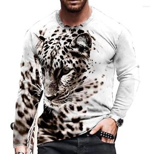 3D Lion And Shirts Vintage T Tiger Printed T-Shirt Animal Long Sleeve Loose Round Neck Summer Cotton Top Oversized 5Xl Men's Iger -Shirt Op 640