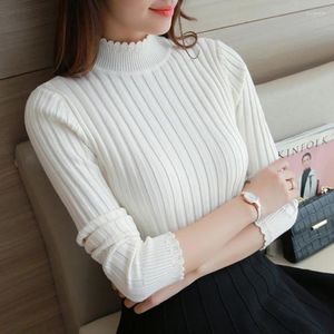 Women's Sweaters Autumn And Winter Half Turtleneck Lace Sweater Bottoming Shirt Slim-Fit Long-Sleeved Thickened Pullove