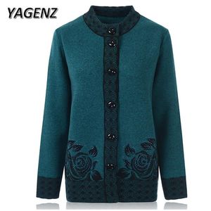 Cardigans Starsze kobiety dzianinowe płaszcze Sweter duże rozmiar 6xl 7xl jesienna babcia Single Brandmother Loose Cardigan Women Sweter Swetal Tops