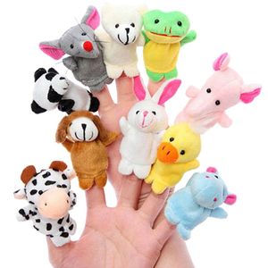 Dolls de pelúcia 10 PCs/set Baby Pluxus Toy Finger Puppets Props Animal Doll Hand Puppet Kids Toys Crianças Presente AN88 230427