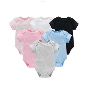 Kläder sätter Michley Wholesale Summer Rompers Solid Clothes Spädbarn Jumpsuits 100%Cotton Girls New Born Baby