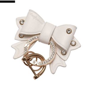 Nyckelringar Bil Keyring Gold Rhinestone Metal Ring Leather Bow Cute Keychain Accessories for Women Men llaveros de Motos Moto Car Key Holder J230427