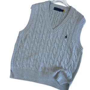 Ralphs Designer Laurens Pullover Hochwertiges, mit Pony besticktes V-Ausschnitt-Strickweste aus reiner Baumwolle, einfaches und vielseitiges Tanktop für Damen