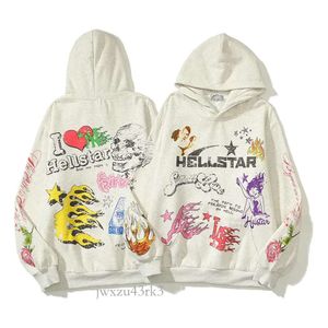 Projektant z kapturem Hellstar Men Pullover Spiderweb Star Flash Long Sleeve Street Hip-Hop Bluza Niebieska czerwona szara czarna biała joga Vintage 7813 2560