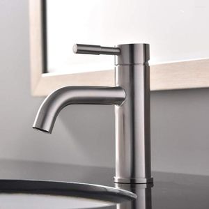 Rubinetti per lavandino del bagno Rubinetto per lavabo a cascata con maniglia singola contemporanea Rubinetto per vaso da toeletta Corpo alto Nichel spazzolato