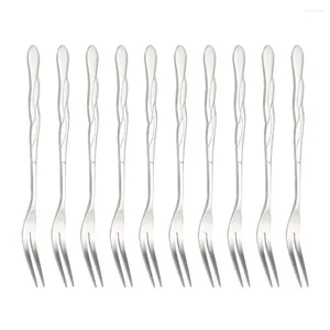 Conjuntos de louça 10 pcs mini utensílios de cozinha picaretas de frutas garfos de aço inoxidável agitando haste reutilizável