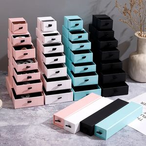 Jewelry Boxes 10Pcs Cardboard Packaging Box For Ring Necklace Bracelet Pendant Red Black Coffee Package Storage Case boxes 231127