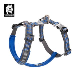 Coletes Winhyepet Dog Harness Pet Pano Reflexivo Viajando Cintas de Peito Leve Conforto Padding Backclip para Filhote de Cachorro Médio Grande Cães