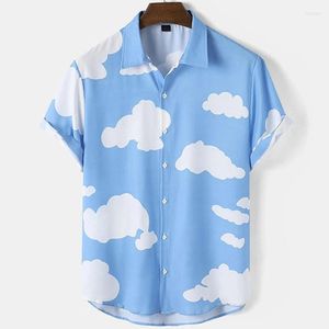 Herren Casual Shirts Herren Kurzarm Cloud Printed Tops Hawaiian Holiday Fashion Unisex Shirt Sommer T-Shirts Kleidung