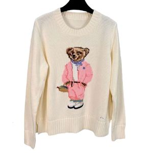 Maglione Ralphs Designer Laurens Top Nuovo maglione pullover in cotone con orso ricamato rosa cartone animato femminile ampio e confortevole