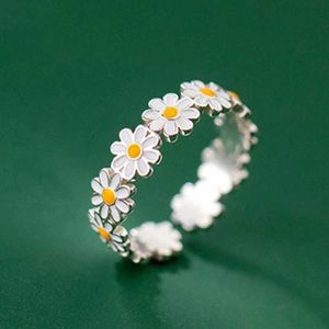 Band Ringe Vintage Gänseblümchen Blume Ringe für Frauen koreanischen Stil verstellbare Öffnung Fingerring Braut Hochzeit Engagement Statement Schmuck Gif AA230426