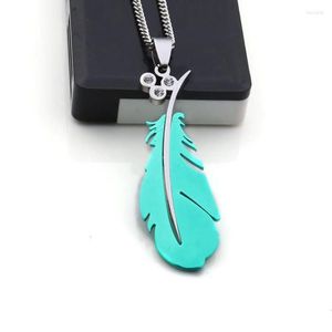 Pendant Necklaces FYSL Stainless Steel Metal Many Colors Feather Link Chain Necklace Classic Style Jewelry