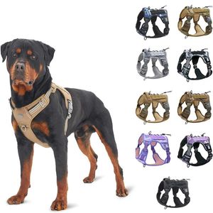 Vestuário para cães Reflexivo K9 Colete de treinamento de trabalho Colete tático para cães pequenos e grandes sem tração ajustável para animais de estimação e coleira