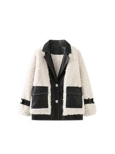 Parkas 2022 Winter Women Padded Jacket Lambs Wool Patchwork Teddy Jacket Faux Fur Coat Outwear Loose Casual Design Elegant Warm Fashion