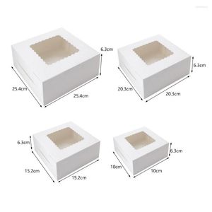 Gift Wrap 10st Drable Square Shape Baking Packaging Box Synlig fönsterfestival Party Mousse Cake Cookie dessert Keep Clean