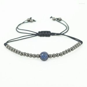 Bracelets de charme Moda Men Black 4mm redondo contas redondas de 8 mm Micro Pave Cz Briading Macr. Bracelet Jewelry Gift