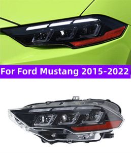 Bilfrontlampor för Ford Mustang LED-strålkastare 20 15-20 22 LED-lins dagsljus DRL Dynamiska blinkers