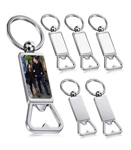 Sublimation Blanks Bottle Opener Metal Keychains Blank Key Rings Rectangle Aluminum Heat Transfer Custom Personalized Po Beer O8594110