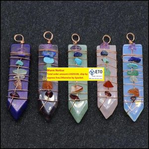 Konst och hantverk Arts Gifts Home Garden Healing Natural Stone Pendum Charms Wire Wrap 7 Chakra Pendant Reiki Amethysts La Dhz7n 12 ll