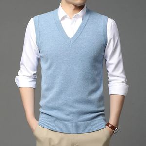 Men's Sweaters Sweater Vest Men Simple All-match V-neck Solid Sleeveless Male Tops Basic Cozy Korean Style Ins Leisure Knitted Size S-4XL 231127