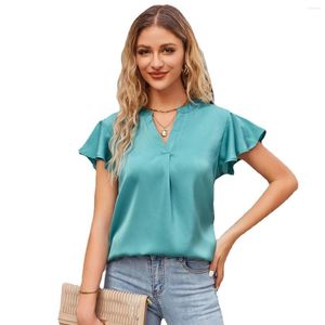 Blusas femininas 2023 Camisa de cetim de verão Moda feminina Blusa casual de-deco