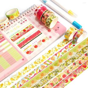 Gift Wrap Fruits Washi Tape Set Gold Foil Scrapbooking Masking Sticker Adhesive Paper Journal StatDionery Wapping DIY Crafts 10 Rolls