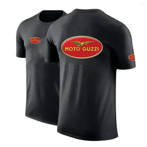 メンズTシャツMoto Guzzi 2023 Summer Cotton Fashionable Sports Sportable Casuary Solid Colorショートスリーブ高品質のシャツのトップス