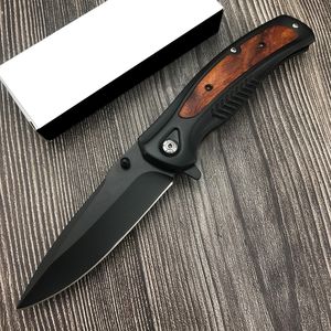 Nyaste SO DA315 Assisted Flipper Pocket Knife 7CR13Mov Black Titanium Blade 420 Steel With Shadow Wood Inlay Tactical Military Knife Outdoor Camping Tools BM3300