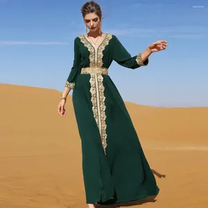 Abbigliamento etnico pizzo ricamato elegante splendido abito caftano caftano marocchino mediorientale Dubai Jalabiya per le donne