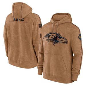 Men BrownBaltimoreRavens 2023 Salute To Service Club Pullover Hoodie