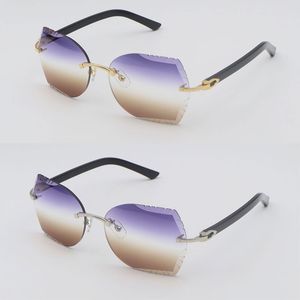 Neue Designer-Sonnenbrille mit randlosen Diamantschliff-Linsen, luxuriöse Azteken-Arms-Sonnenbrille für Männer und Frauen mit Metallrahmen, Plank-Metall-Männer-Katzenaugen-Sonnenbrille
