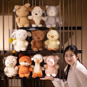 Animali di peluche farciti 20cm Fluffy Long Kawaii Chicken Pig Gufo Mouse Toy Soft Cartoon Foxes Dog Sheep Doll Accompagna giocattoli