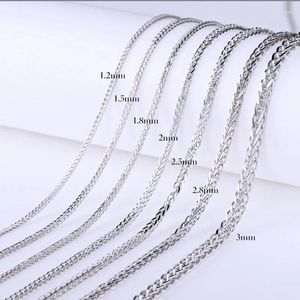 Wisiorki Prawdziwy 999 Pure Srebrny naszyjnik dla kobiet 1,2/1,5/1,8/2,0/2,5/2,8 mm Link pszenicy długi łańcuch swetra o długości 40-60 cm długości