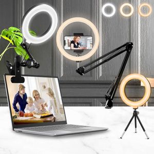 Stativ Ring Light with Tripod Arm Holder Mount Stand Selfie Led Ring Lamp Clip Phone Holder Desk för live streaming Video YouTube J230427